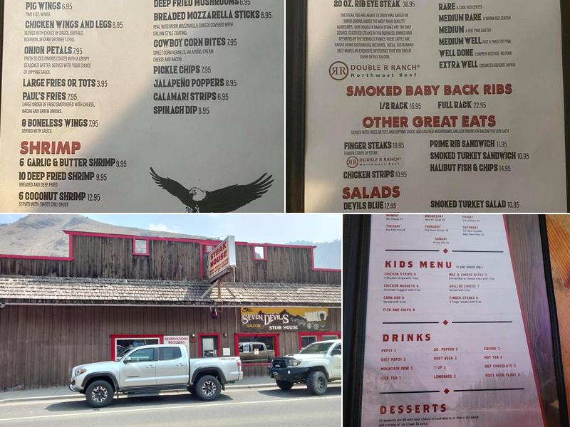 Seven Devils Bar & Steakhouse Menu