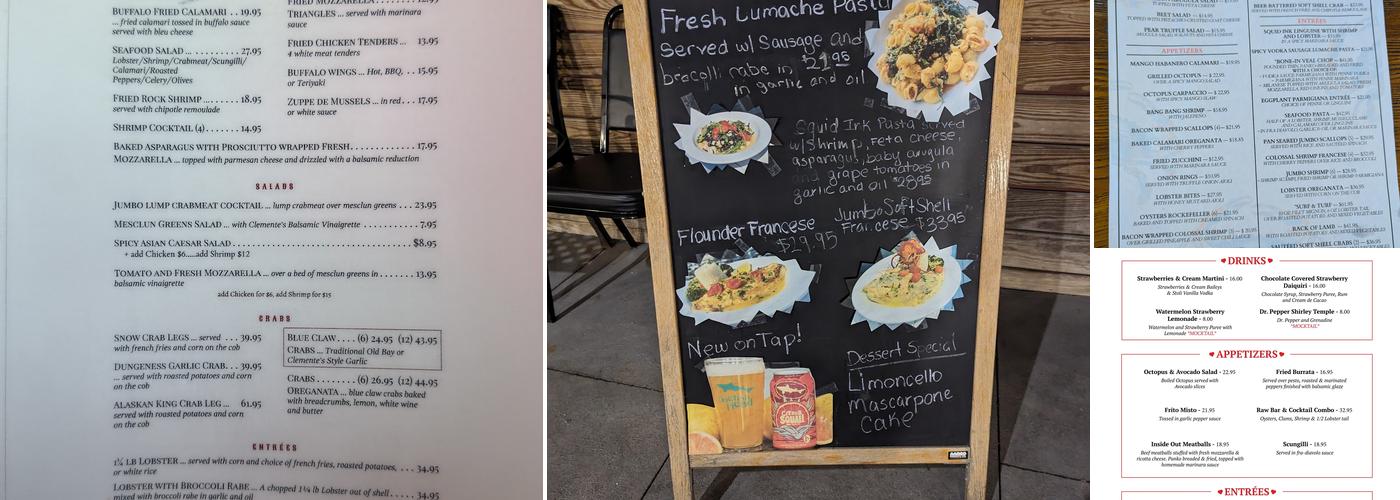 Clemente's Maryland Crab House Menu