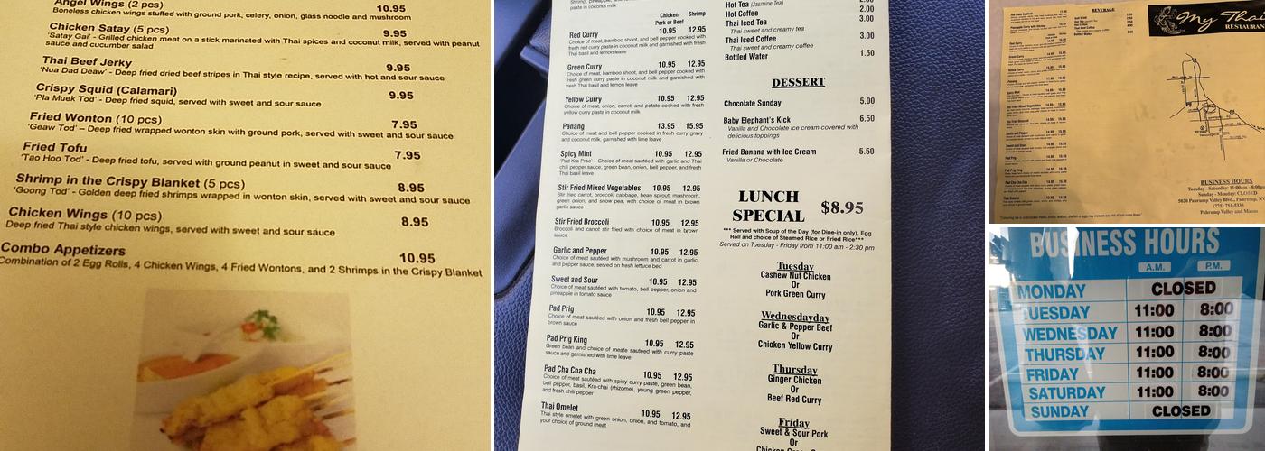 My Thai Menu