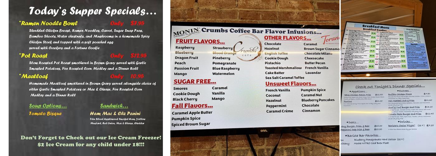 Crumbs Cafe & Coffee Bar Menu