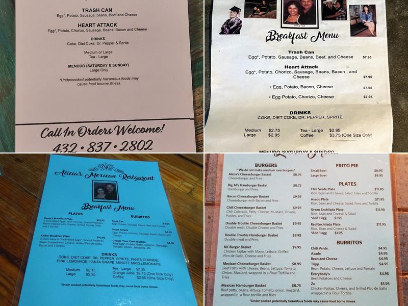 Alicia's Mexican Restaurant Menu