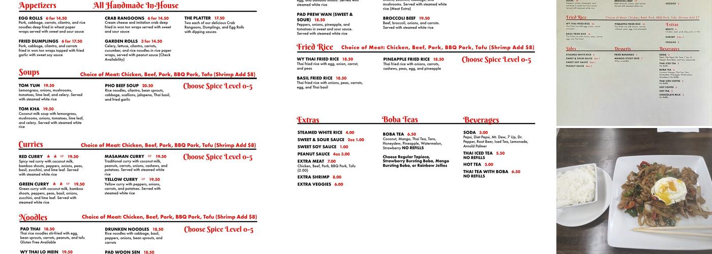 Wy Thai Menu