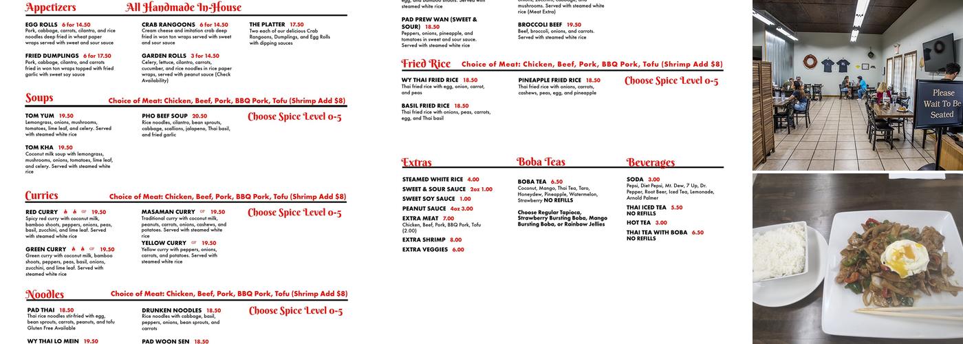 Wy Thai Menu