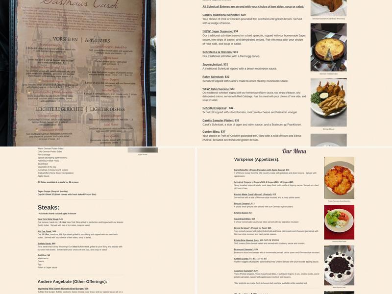 Gasthaus Cardi Menu