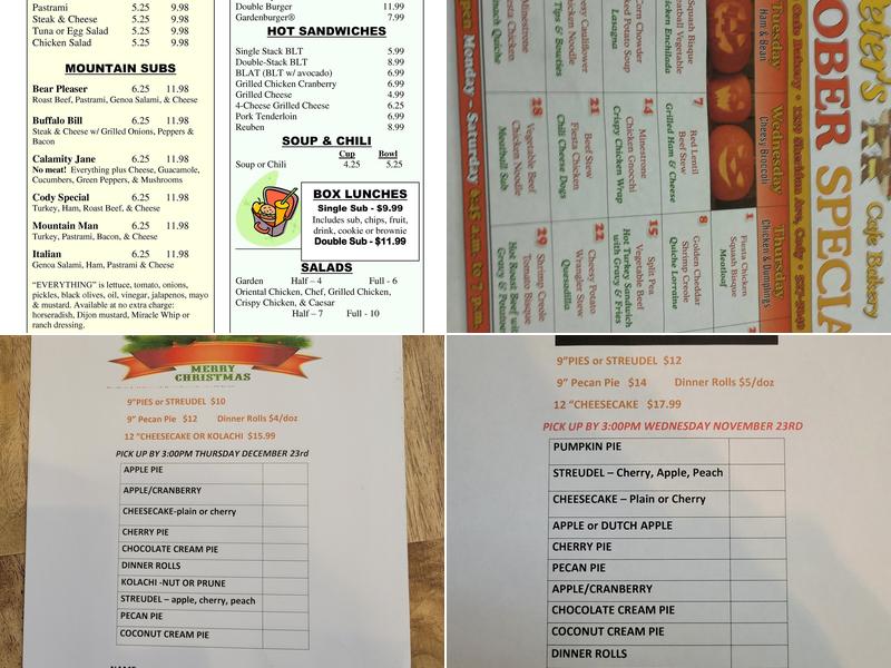 Peter's Cafe & Bakery Menu