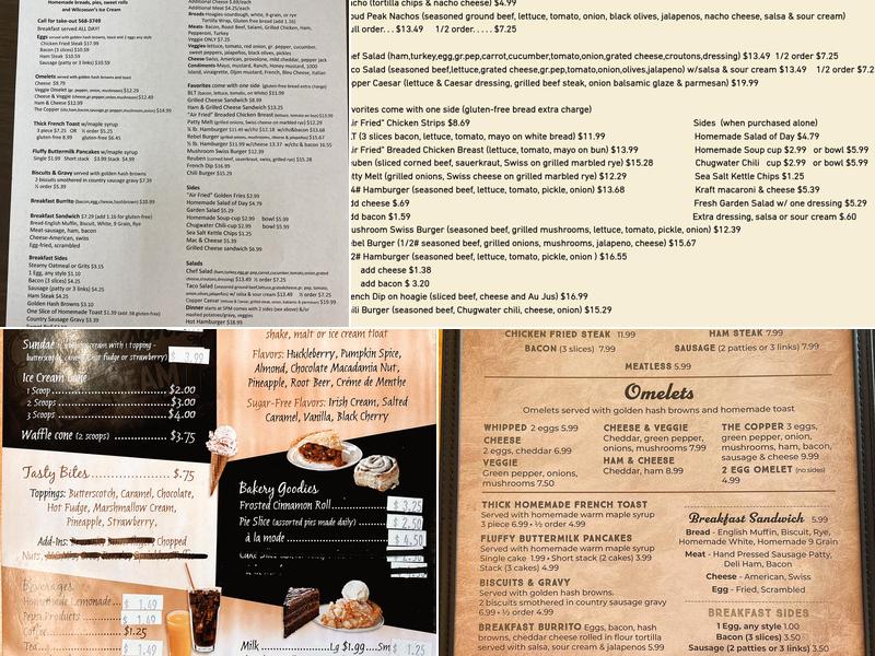 Copper Corner Cafe Menu
