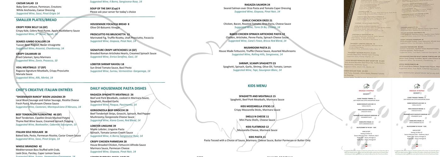 Ragazza Di Bufalo Menu