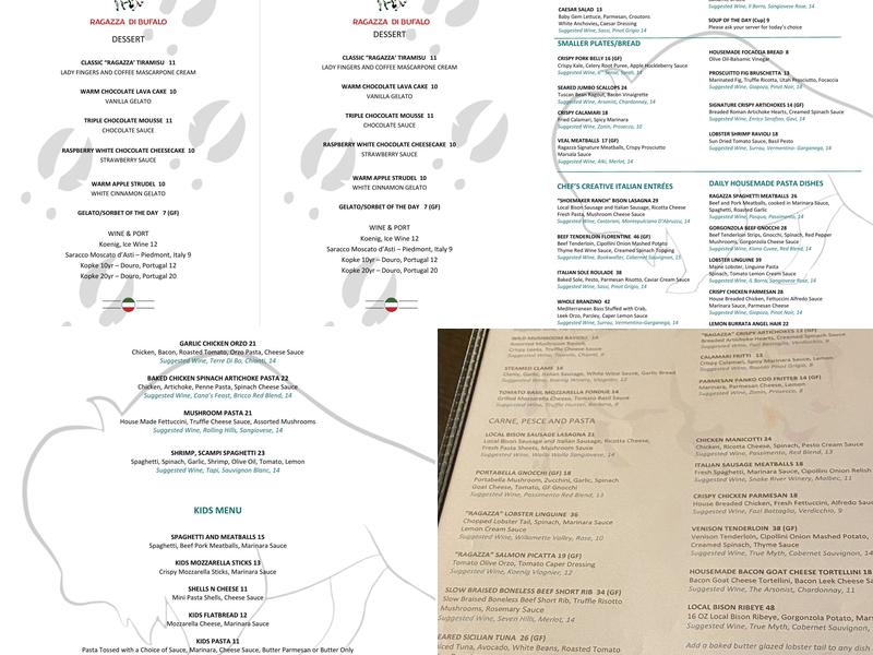 Ragazza Di Bufalo Menu