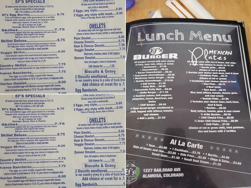 Ef's Restaurant Menu