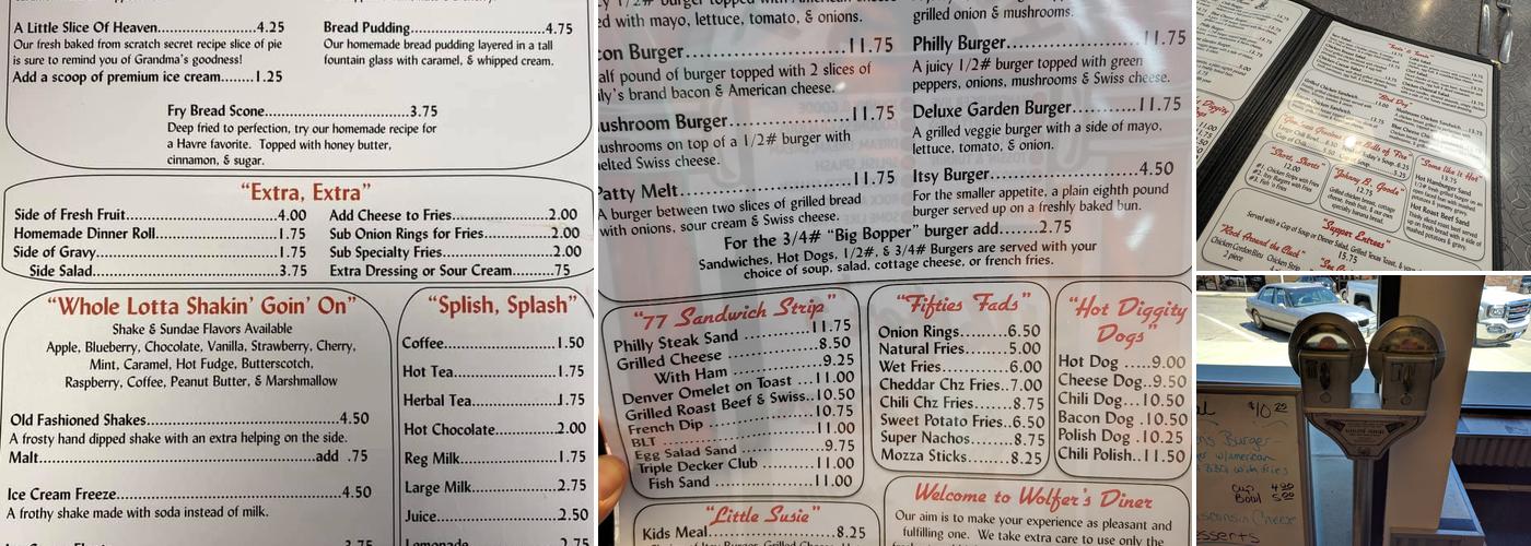 Wolfer's Diner Menu