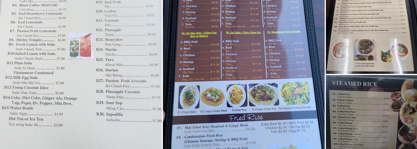 Mac Phở Menu