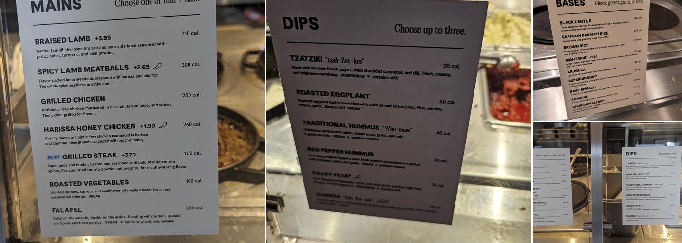 CAVA Menu