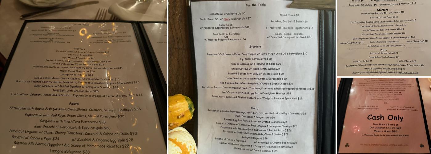 Noodle Pudding Menu