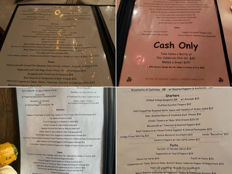 Noodle Pudding Menu