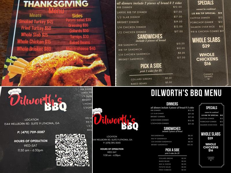 Dilworth's BBQ Menu