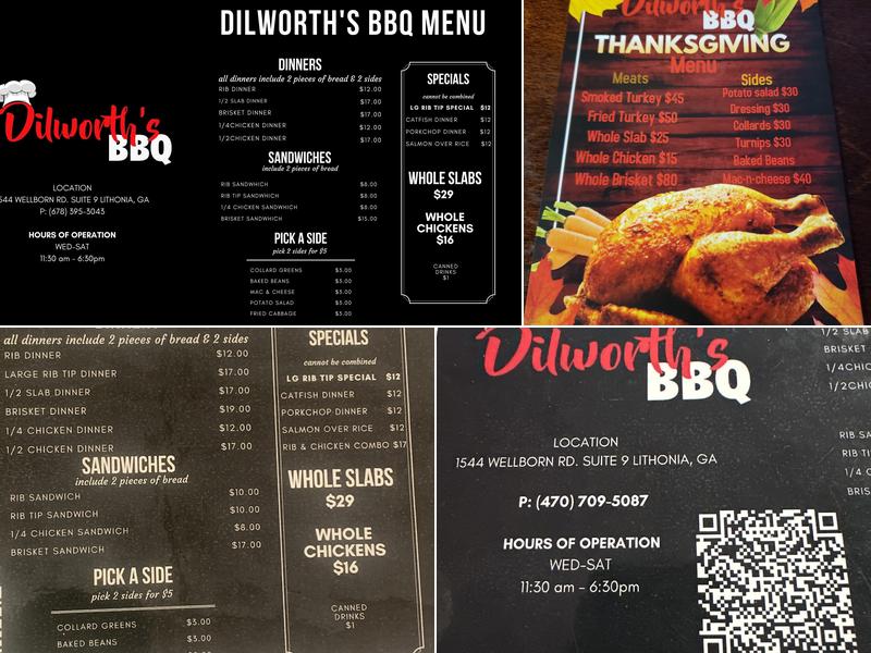 Dilworth's BBQ Menu