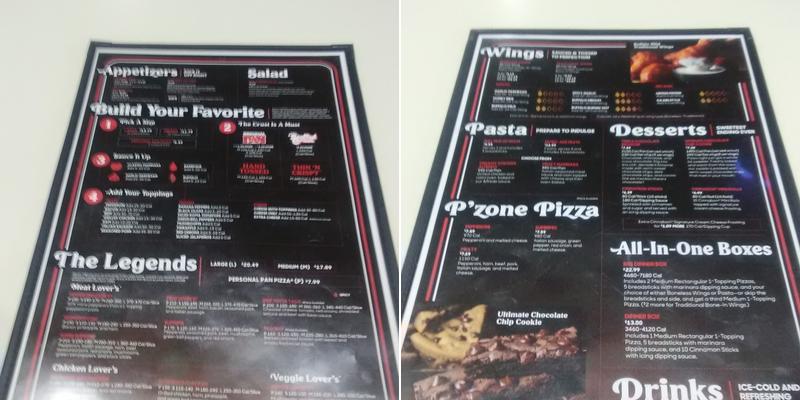 Pizza Hut Menu