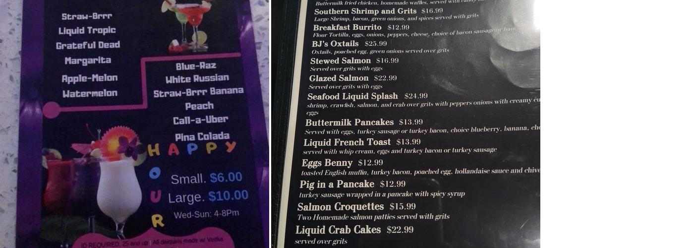 Liquid Cafe Menu