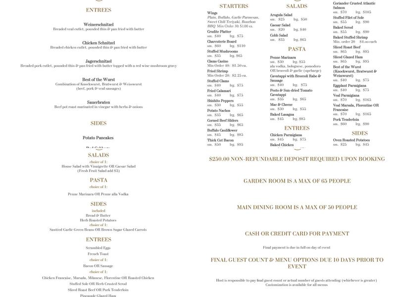 Drescher's Restaurant & Bar Menu