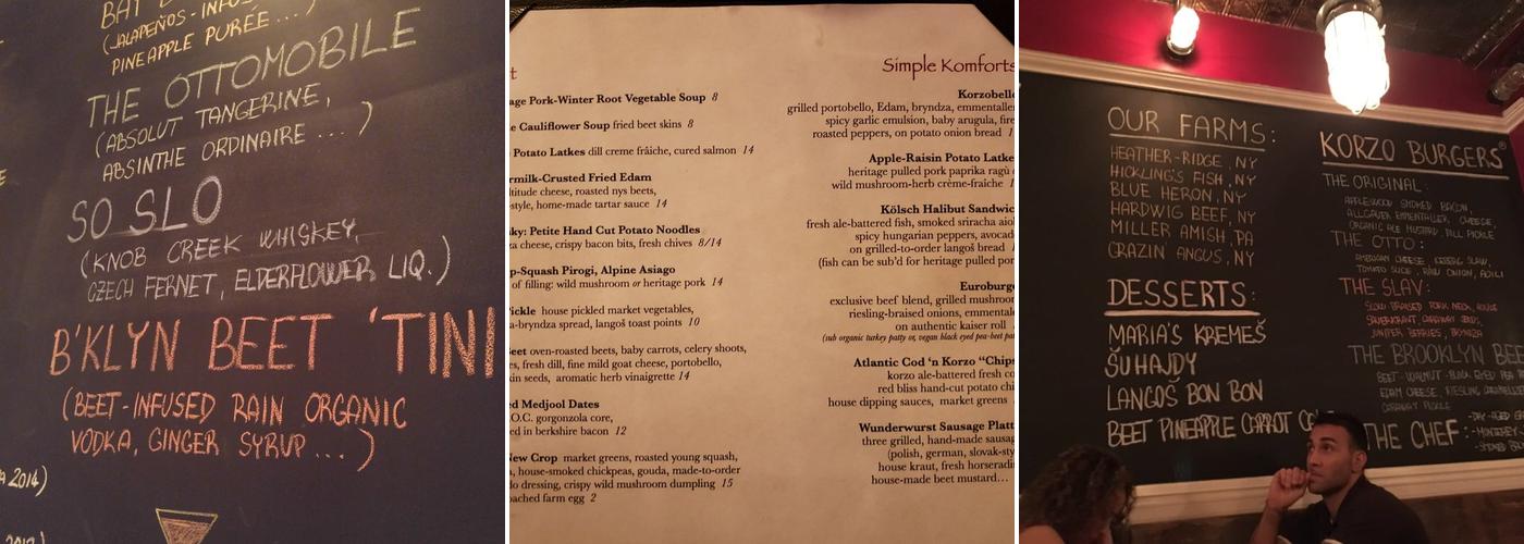 Brooklyn Beet Company Menu