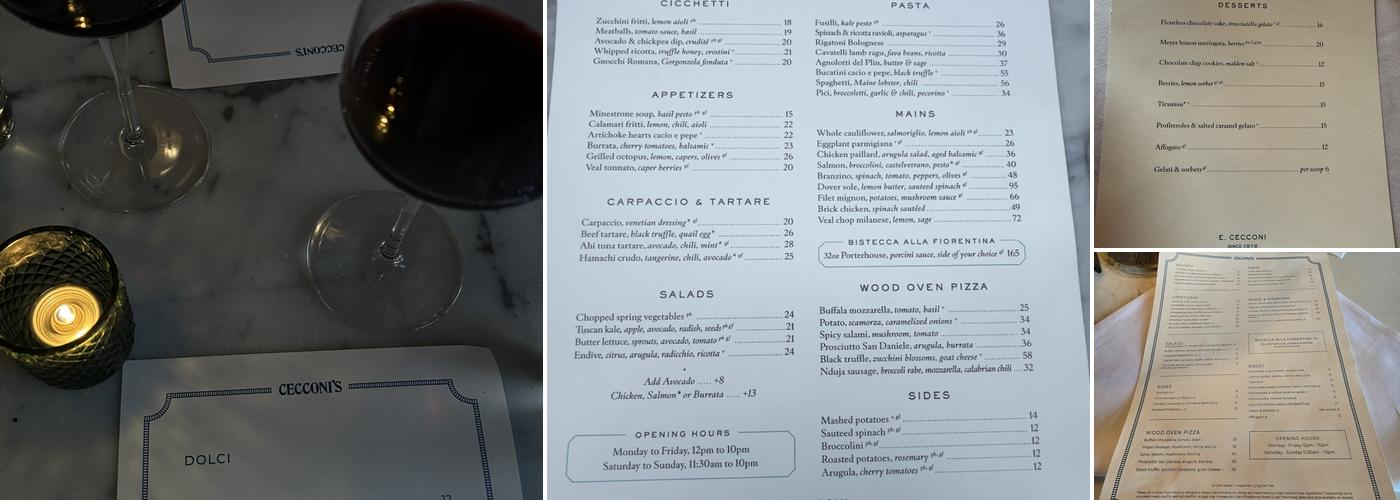 Cecconi's Dumbo Menu