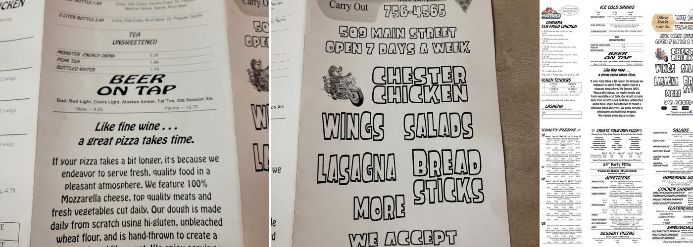 Dave's Pizza Menu