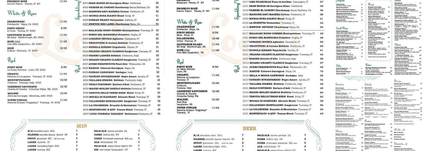 Locali Mt Kisco Menu