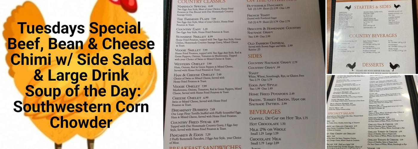 Marinia's Country Cafe Menu