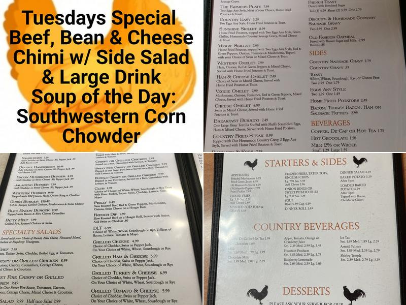 Marinia's Country Cafe Menu