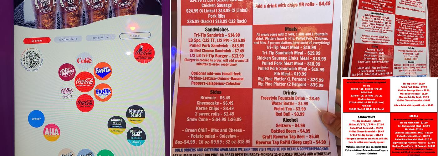 Copper Top BBQ Menu