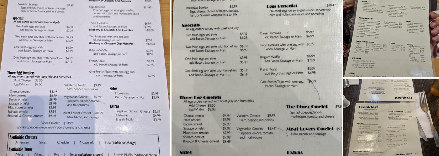 Addy's Diner Menu
