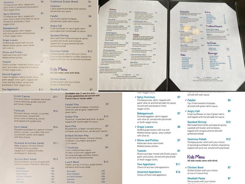 Sultan Mediterranean Grill Menu
