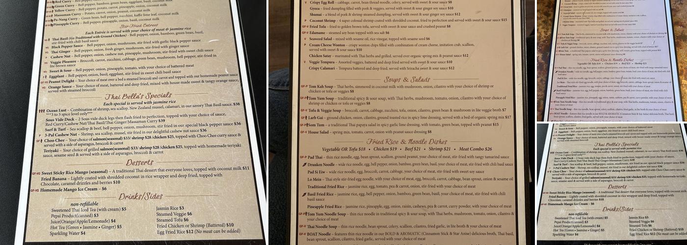 Thai Bella Moab Menu
