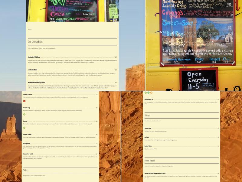 Quesadilla Mobilla Menu