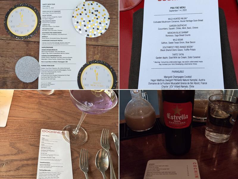 Restaurant Cochineal Menu