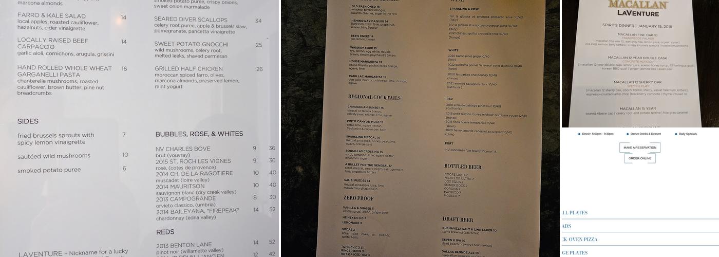 LaVenture at Hotel Saint George Menu