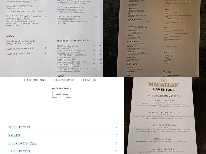 LaVenture at Hotel Saint George Menu