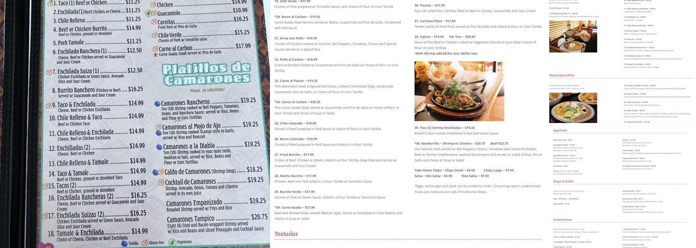Ramon's Mexican Restaurant Menu