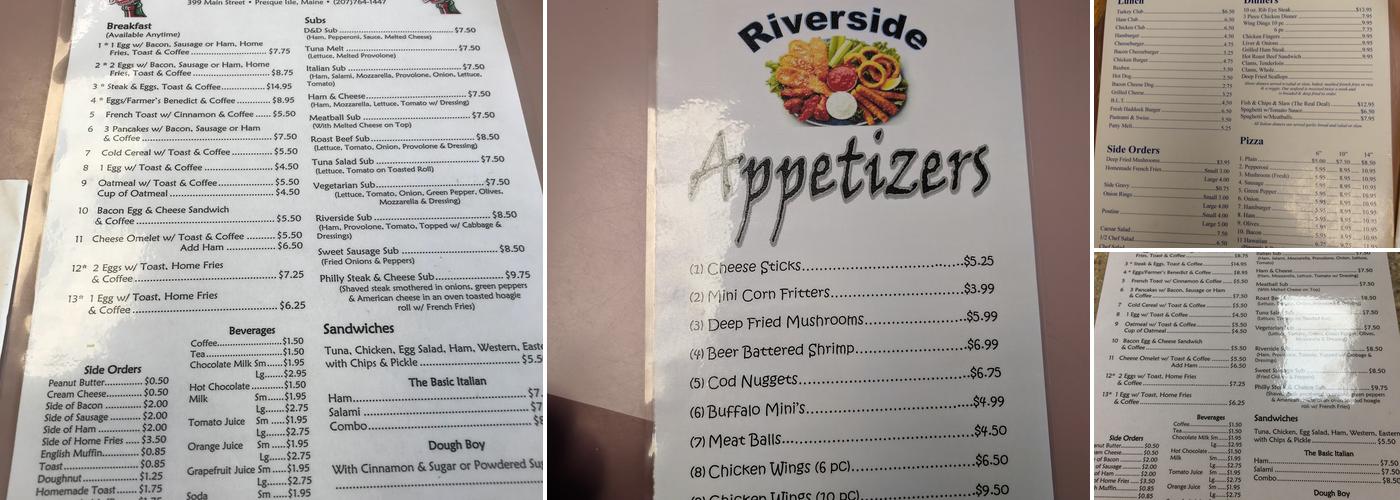 Riverside Inn Restaurant Menu