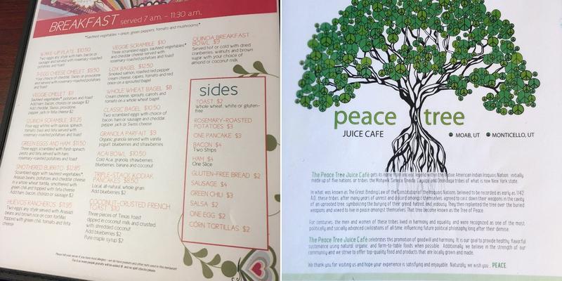 Peace Tree Juice Café Inc. Menu