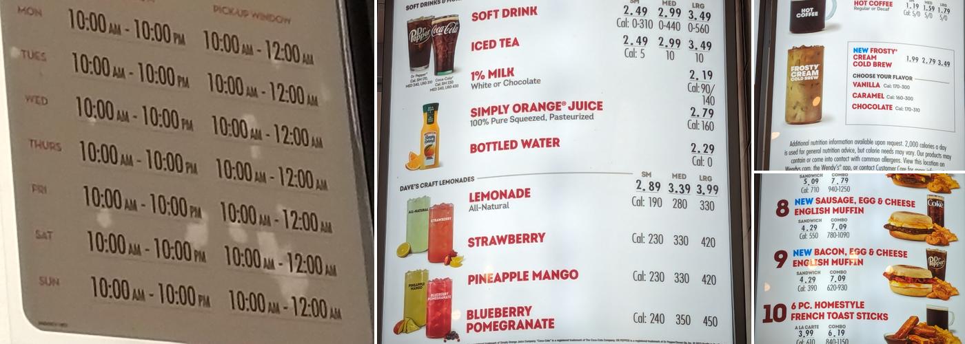 Wendy's Menu