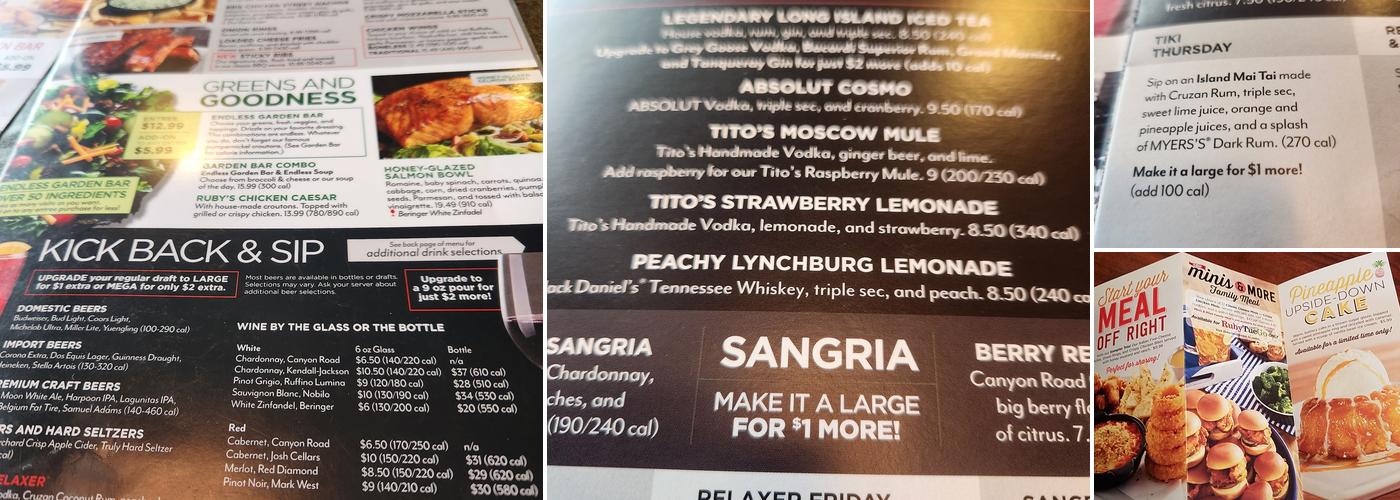 Ruby Tuesday Menu