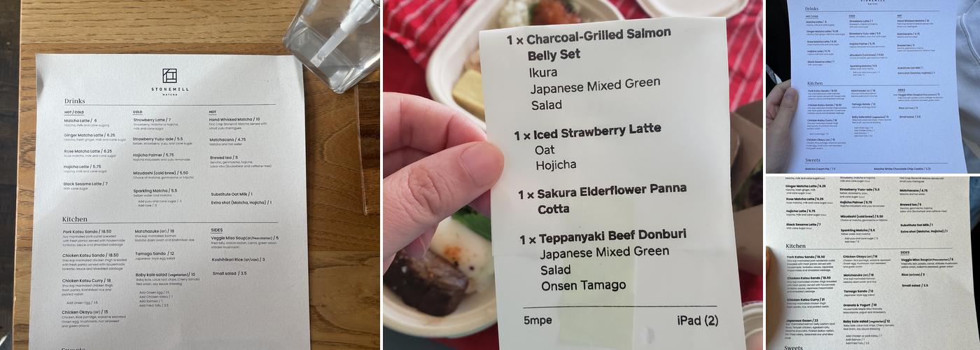 Stonemill Matcha Menu