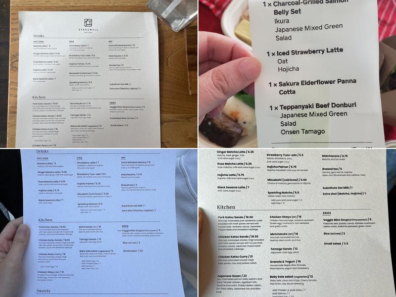 Stonemill Matcha Menu