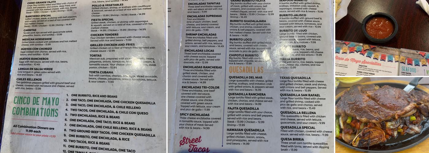 Cinco de Mayo Mexican Grill Menu