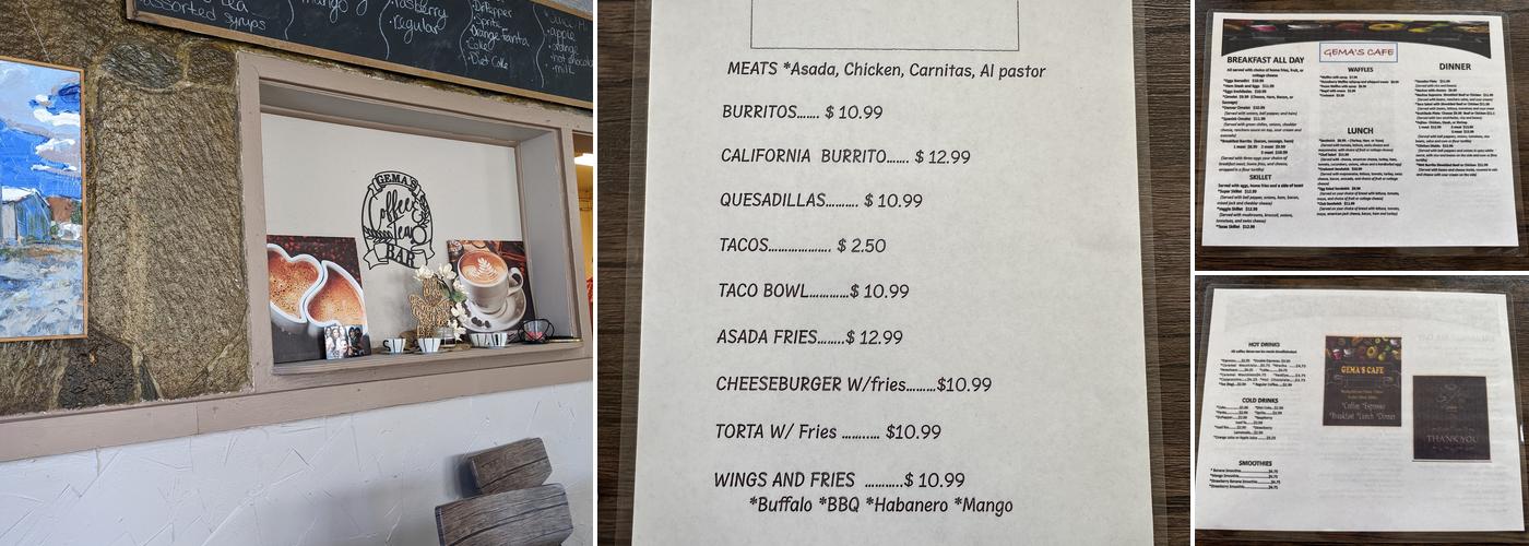 Gema's Cafe Menu