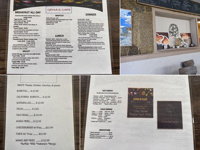 Gema's Cafe Menu