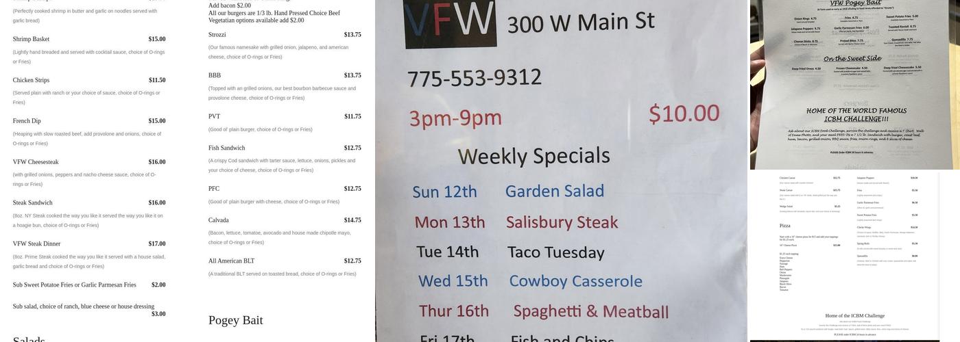 VFW Beatty Post Menu