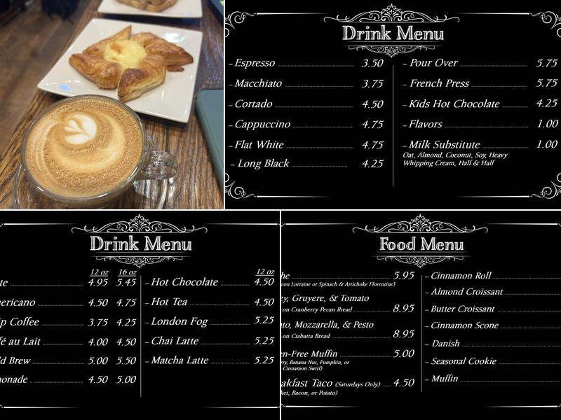 The Book Shoppe and Coffee Menu
