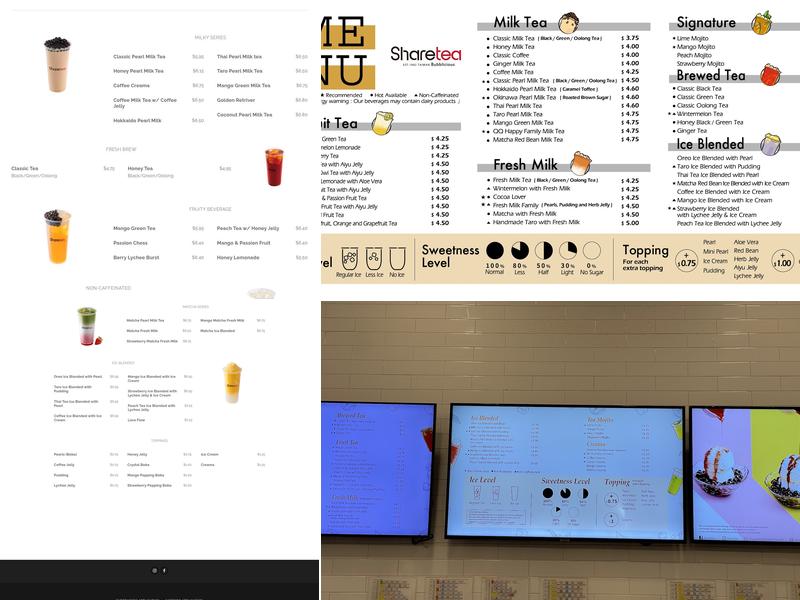 Sharetea Denton Menu